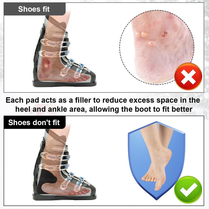 lasuroa 10pcs Ski Snowboard Boots Fitting Pads, EVA Self-Adhesive Snowboard Boots Narrowing Pads Ski Boot Ankle Wrap Pads J Bars Snowboard Boots to Reduce Heel Lift & Ankle Hurt(Black) - Image 5